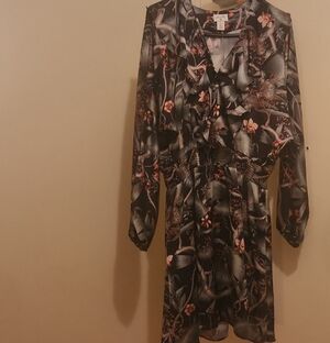 Johanna Ortiz Black Floral Long-Sleeve Ruffle Dress